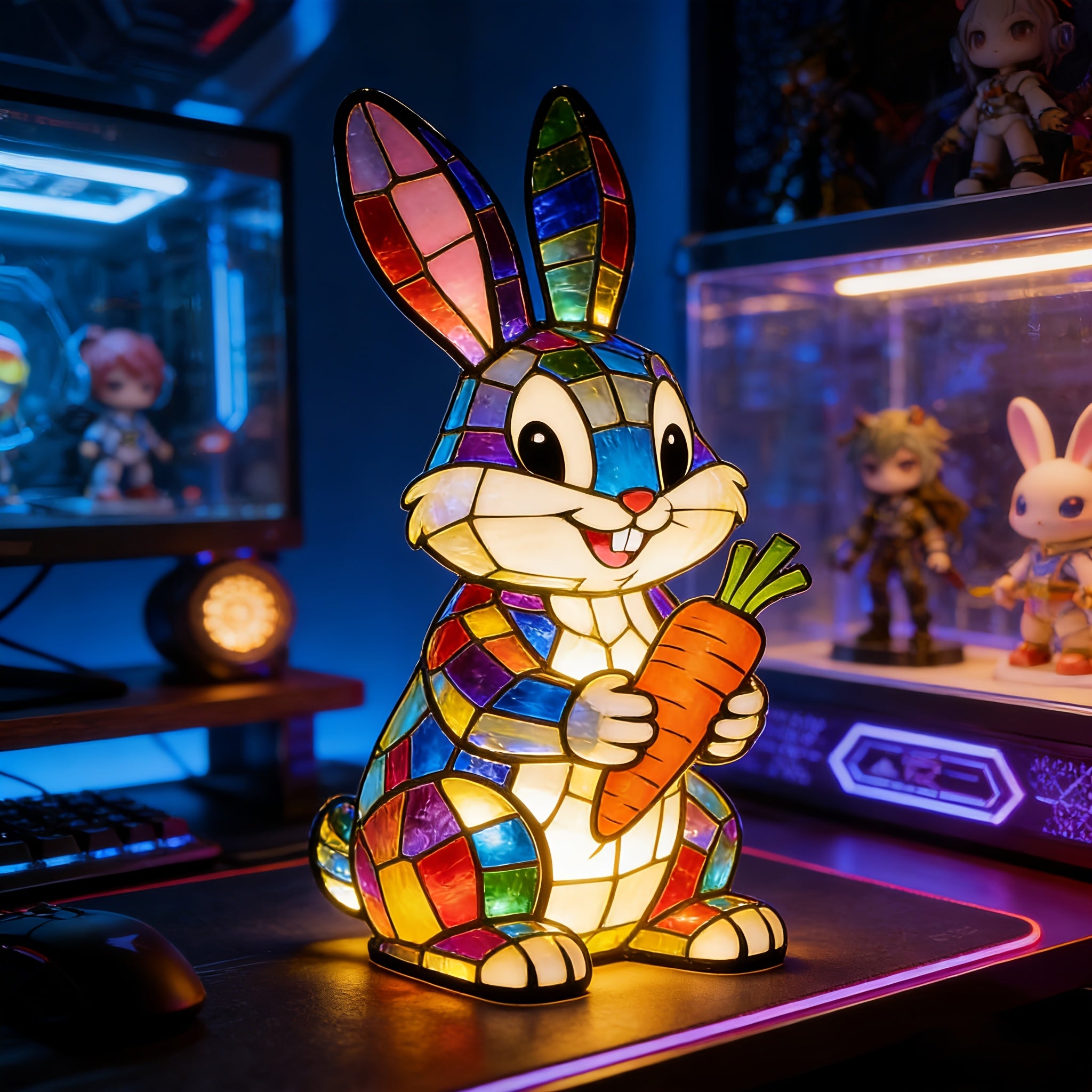 Cute Rabbit Night Light, Warm Toned And Quirky Style, Desktop Light, Suitable for Home Decoration, with Lamp Rabbit Statue, Can Be Used As Bedside Lamp Or Desktop Decoration, Perfect Gift for Animal Lovers