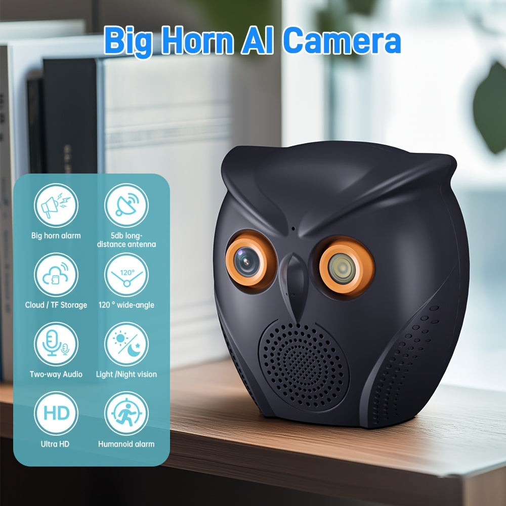 1080P WiFi Home Security Camera, 120° Wide Angle, Two-Way Audio Indoor Mini Surveillance Camera with Speaker, Video Function, APP-Controlled WiFi Home Monitoring, Motion Detection Alerts, Owl Themed Design, WiFi Connection.